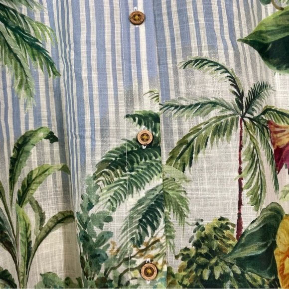 Anthropologie Striped Blue Green Dress XL Oversized Button Front Summer CoverUp - Picture 12 of 16